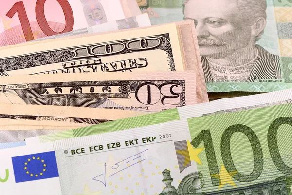 Европейский и американский денежный фон — стоковое фото