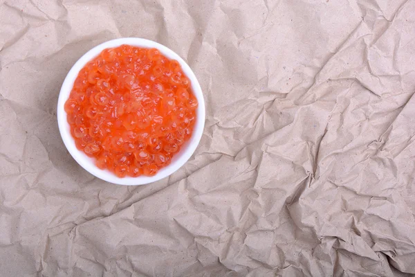 Caviar vermelho de perto, conceito de comida saudável — Fotografia de Stock