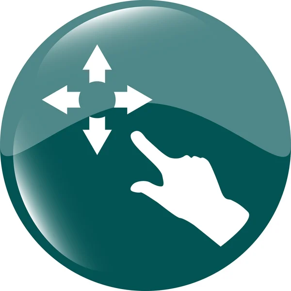 Icono de signo de pantalla completa y mano de la gente. Flechas símbolo. Icono para App — Archivo Imágenes Vectoriales