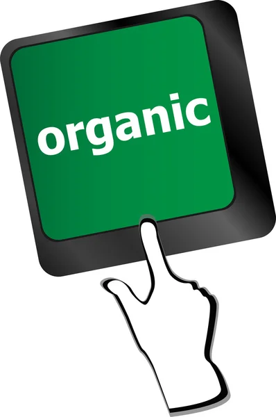 Palabra orgánica en botón de teclado verde — Vector de stock