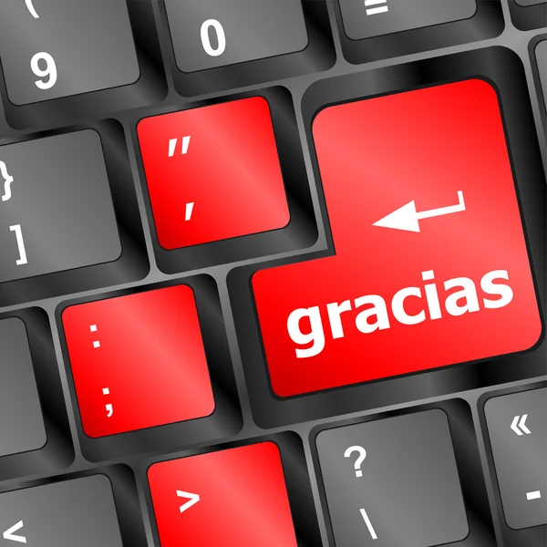 Teclas de teclado do computador com palavra Gracias, espanhol obrigado vetor — Vetor de Stock