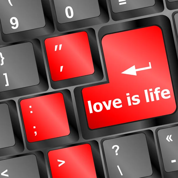 Clavier moderne avec amour est vecteur de symboles texte vie — Image vectorielle