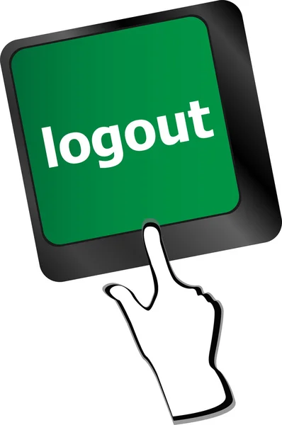 Logout woord op computer toetsenbord knop vector — Stockvector