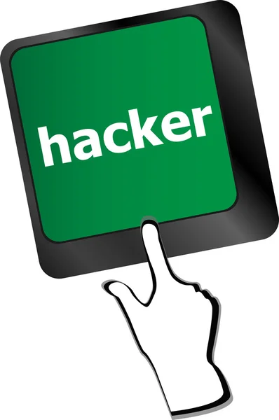 Hacker ordet på tangentbordet, attack, internet terrorism begreppet vektor — Stock vektor