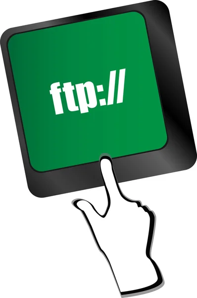 Toetsenbord van de computer met FTP-sleutel, technologie achtergrond vector — Stockvector