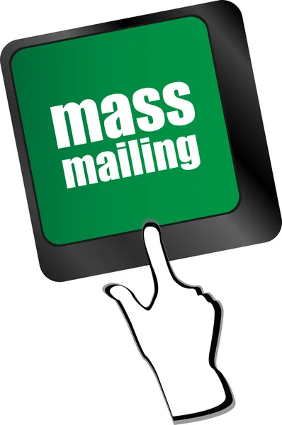 Concepto de marketing: teclado de ordenador con palabra Mass Mailing vector — Vector de stock