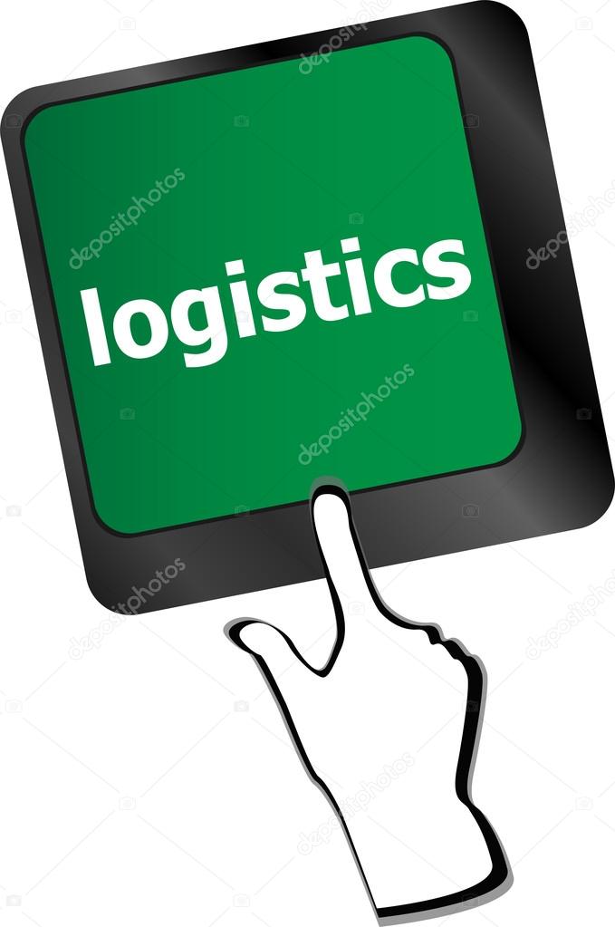 Logistics words on laptop keyboard, business concept vector