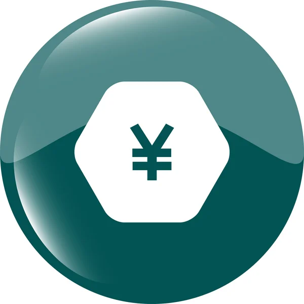 Icono web en signo de protección con vector de signo de dinero yen — Vector de stock