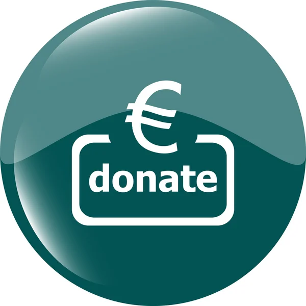 Zeichen spenden. Euro-Symbol. grüner glänzender Knopf. moderne ui website button vektor — Stockvektor