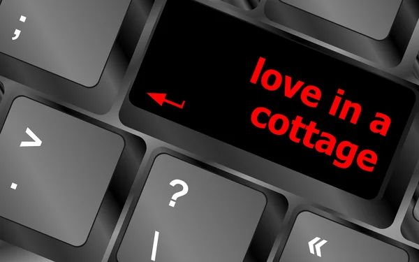 Tecla de botón teclado tecla con amor en un vector de palabras cottage — Vector de stock