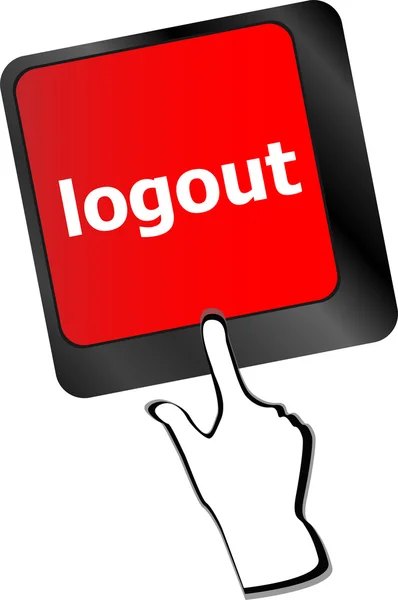 Logout word on computer keyboard button   vector — Stock Vector