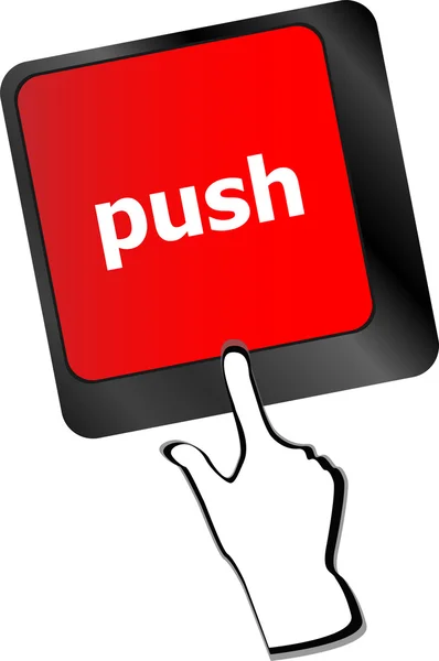 Touche push sur le clavier de l'ordinateur, vecteur de concept d'entreprise — Image vectorielle