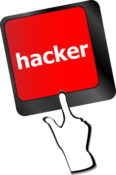 Hacker woord op toetsenbord, aanval, internet terrorisme concept vector — Stockvector