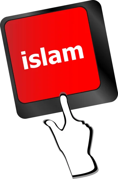 Islam word on computer key on enter button vector — Stock Vector