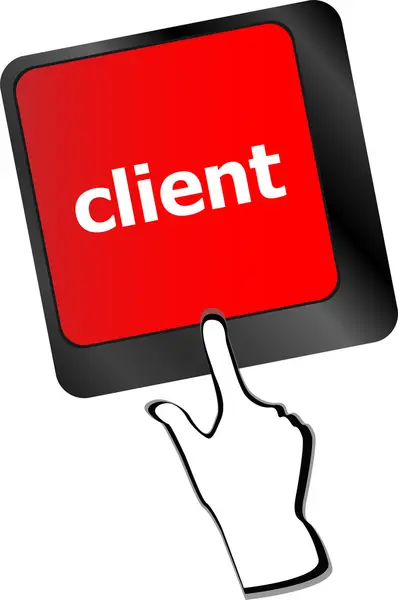 Service à la clientèle Concept. Bouton sur clavier d'ordinateur moderne avec des clients Word sur elle vecteur — Image vectorielle