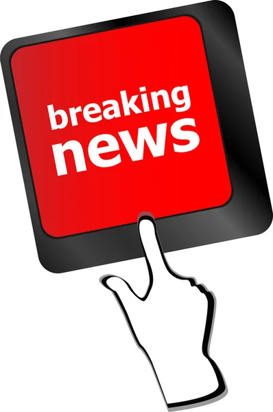 Breaking news button on computer keyboard pc key vector — Stock Vector