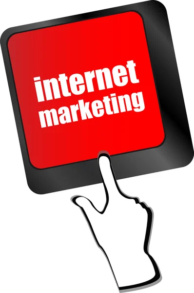 Online marketing of internet marketing concepten, met bericht op enter toets van toetsenbord belangrijke vector — Stockvector