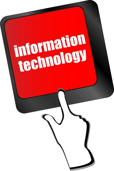 Gegevens concept: computertoetsenbord met woord informatietechnologie invoeren knop achtergrond vector — Stockvector