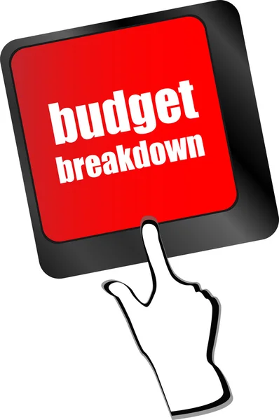 Budget breakdown words on computer pc keyboard vector — Stock Vector