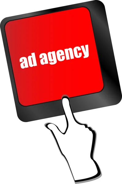 Reclame concept: computertoetsenbord met woord Ad Agency vector — Stockvector