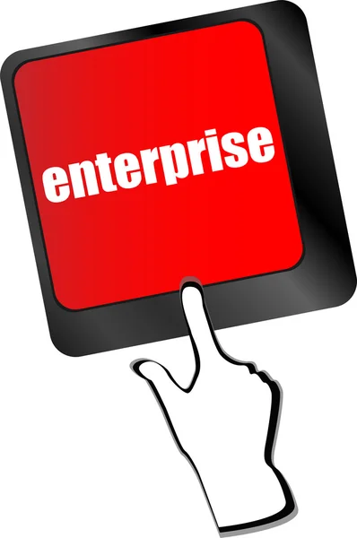 Begreppet e-handel eller e-handel, enterprice, med budskap på dator tangentbord vektor — Stock vektor