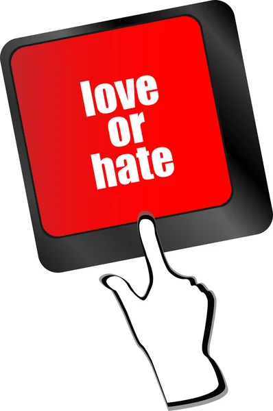 Liefde of haat relaties communicatie indrukken waarderingen overzichten computer toetsenbord sleutel, vector — Stockvector