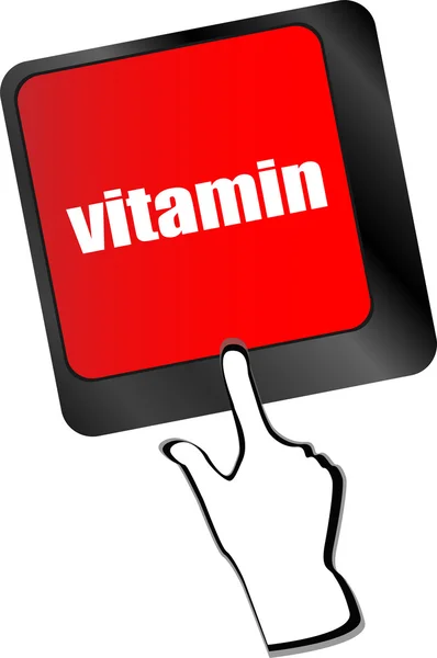 Vitamine mot sur ordinateur clavier pc clé vecteur — Image vectorielle