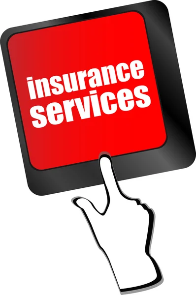 Teclado com botão de serviços de seguros, vetor conceito internet —  Vetores de Stock