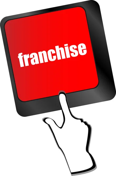 Bir klavye ile franchise - iş kavramı vektör okuma bir anahtar — Stok Vektör