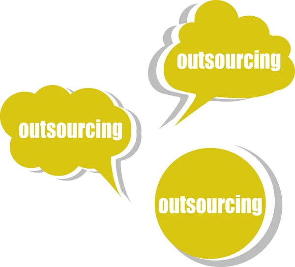 Outsourcing. Aufkleber, Etiketten, Tags. Business-Banner, Vorlage für Infografik-Vektor — Stockvektor