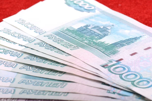Achtergrondafbeelding van verschillende Russische bankbiljetten — Stockfoto