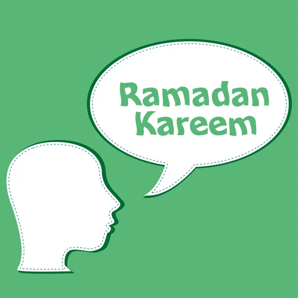 Man huvudet med prat bubblor med Ramadan Kareem ord på det — Stockfoto