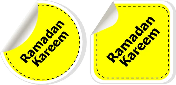 Arabic Islamic calligraphy of text Ramadan Kareem stickers label tag set isolated on white — ストック写真