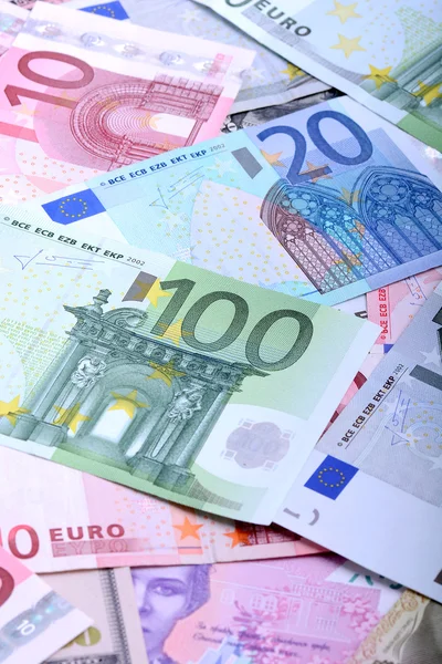 Europese bankbiljetten, Euro-munt uit Europa, Euro 's. — Stockfoto