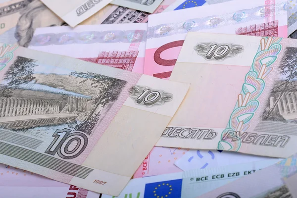 Dollars, euros, roubles russes - L'argent du monde — Photo