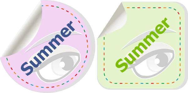 Palavra conceito de verão no botão. Banner, botão web ou mensagem para web site online, apresentação ou aplicação — Fotografia de Stock