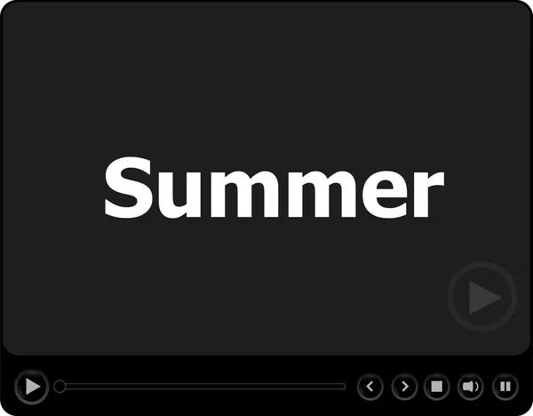 Reprodutor de vídeo para web com palavra verão nele, cartão de férias ou tecnologia — Fotografia de Stock