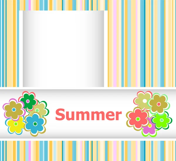 Summer theme with floral over bright multicolored background, summer flowers, holiday card — Stock Photo, Image