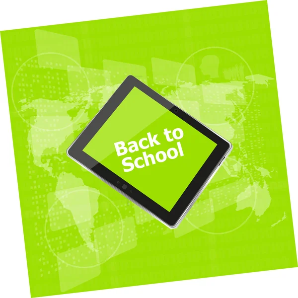 Tablet Pc med tillbaka till skolan ordet på den isolerade på vit — Stockfoto