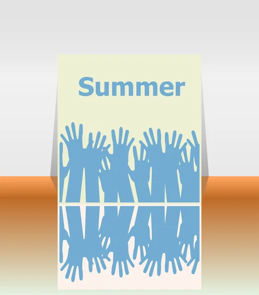 Слово лето и руки людей, концепция праздника, дизайн иконок — стоковое фото
