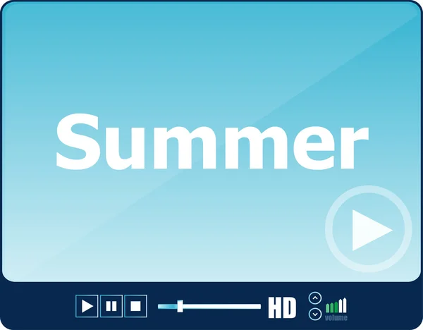 Přehrávač videa pro web s slovo léto, dovolenou nebo technologií karta — Stock fotografie