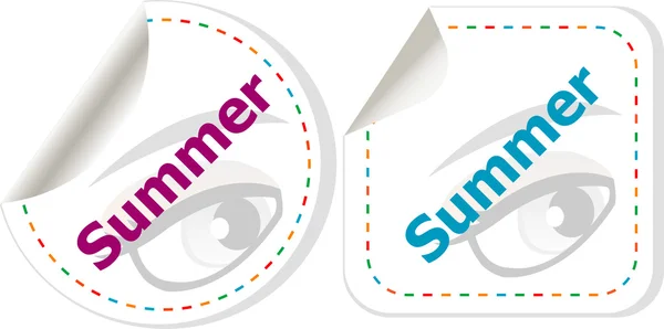 Palabra concepto de verano en botón. Banner, botón web o mensaje para sitio web en línea, presentación o aplicación —  Fotos de Stock