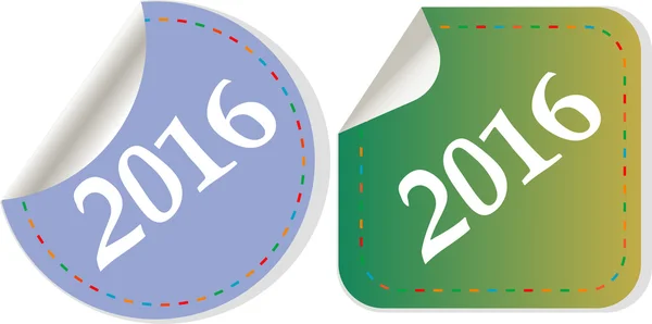 Happy new year 2016 icon with shadow on a grey button — Stock fotografie