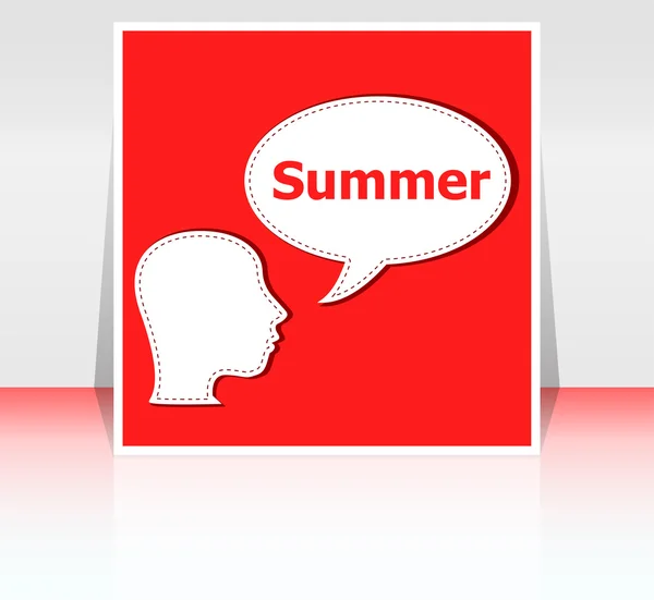 Discorso Bolla con uomo silhouette testa, parola d'estate su di esso — Foto Stock