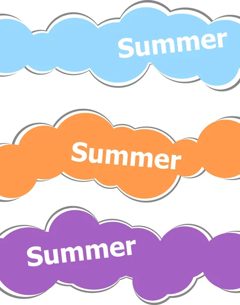 Zomer word op stickers ingesteld op geïsoleerde wit, zomertijd concept — Stockfoto