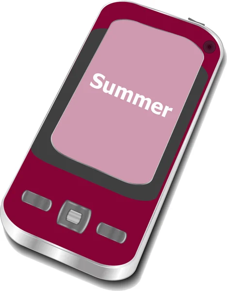 Καλοκαίρι λέξη σχετικά με έξυπνο τηλέφωνο οθόνης, έννοια των διακοπών — Φωτογραφία Αρχείου