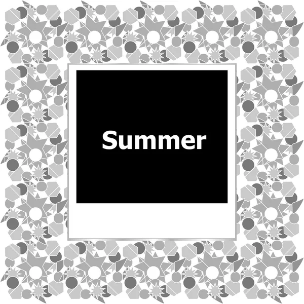 Summer background, summer words on empty photo frame, summer holiday — Stock Photo, Image