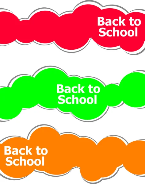 Terug naar school woorden op stickers set geïsoleerd op wit, onderwijs concept — Stockfoto