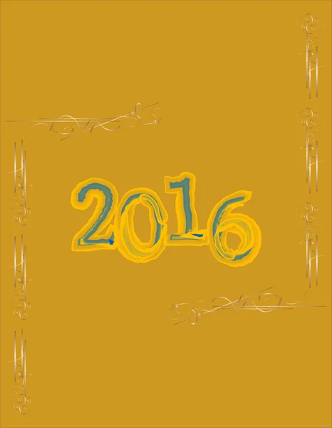 Cartão de Ano Novo elegante com letras de mão, Feliz Ano Novo 2016 — Fotografia de Stock