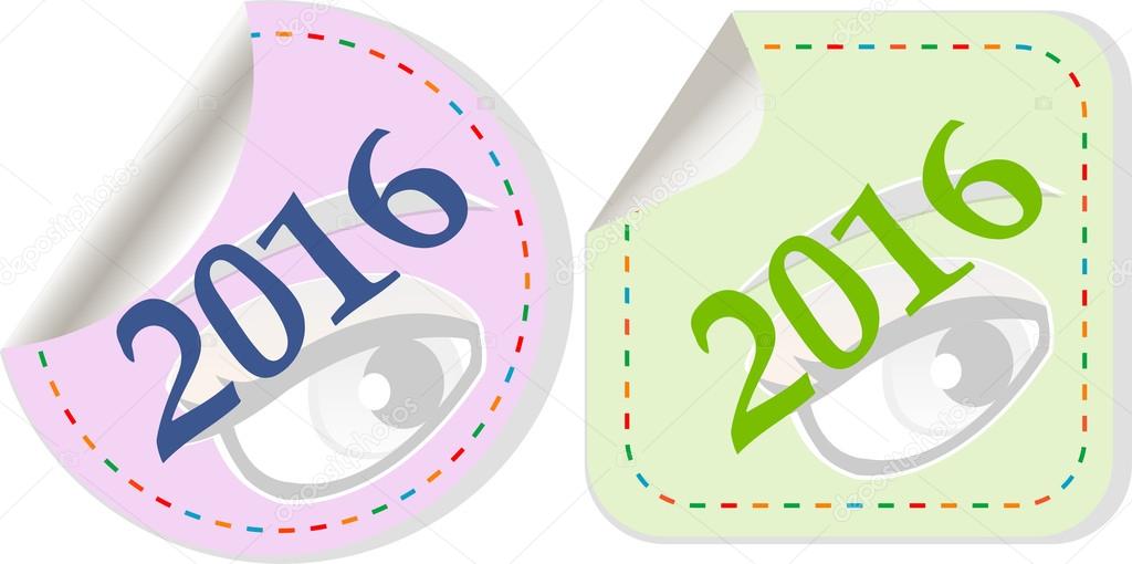 2016 new year symbol, icons or button set isolated on white background